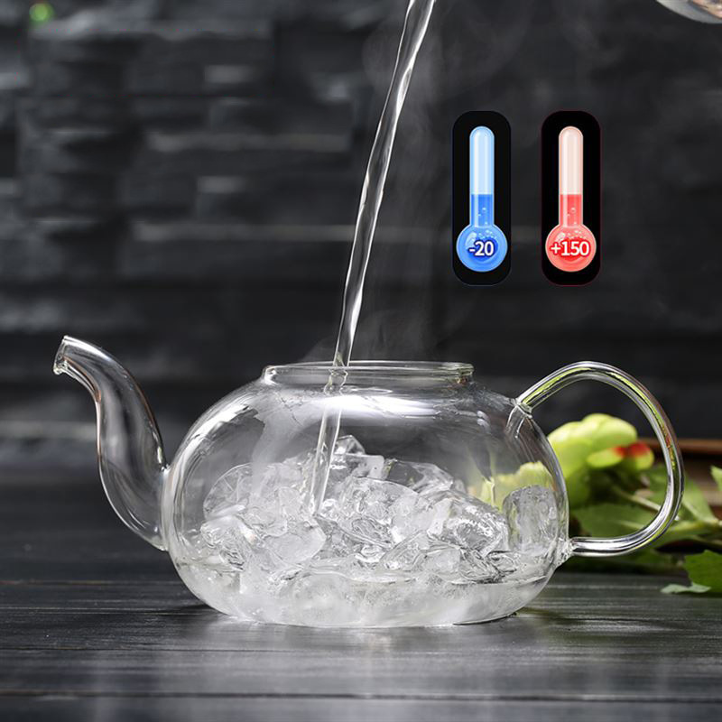 Supplying high borosilicate glass teapots with stainless steel inner linings, filtering tea kettles, Gongfu tea sets, 600ml household teapots Specification drawing