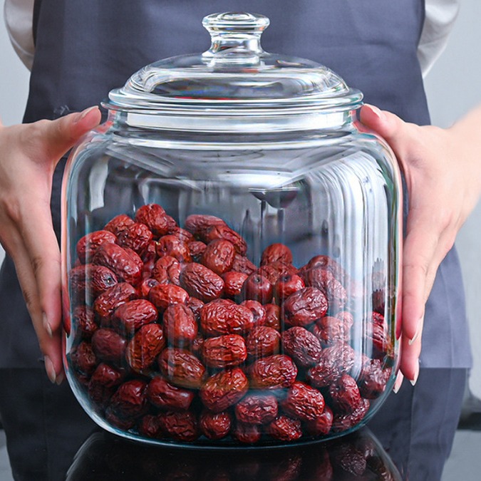 Cylindrical anti-breakage sealed jars, transparent PC plastic jars for storing dried tangerine peel and tea, large capacity in stock details Picture