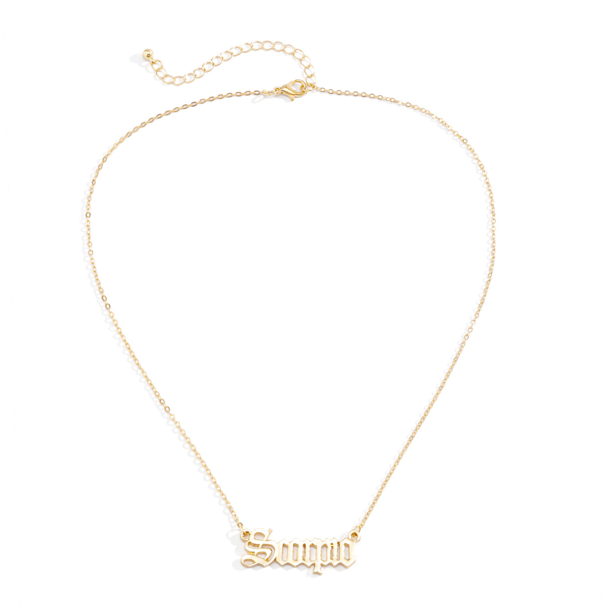 European and American cross-border jewelry: Simple tassel single-layer necklace, fashionable and versatile, long letter pendant alloy necklace Item Picture