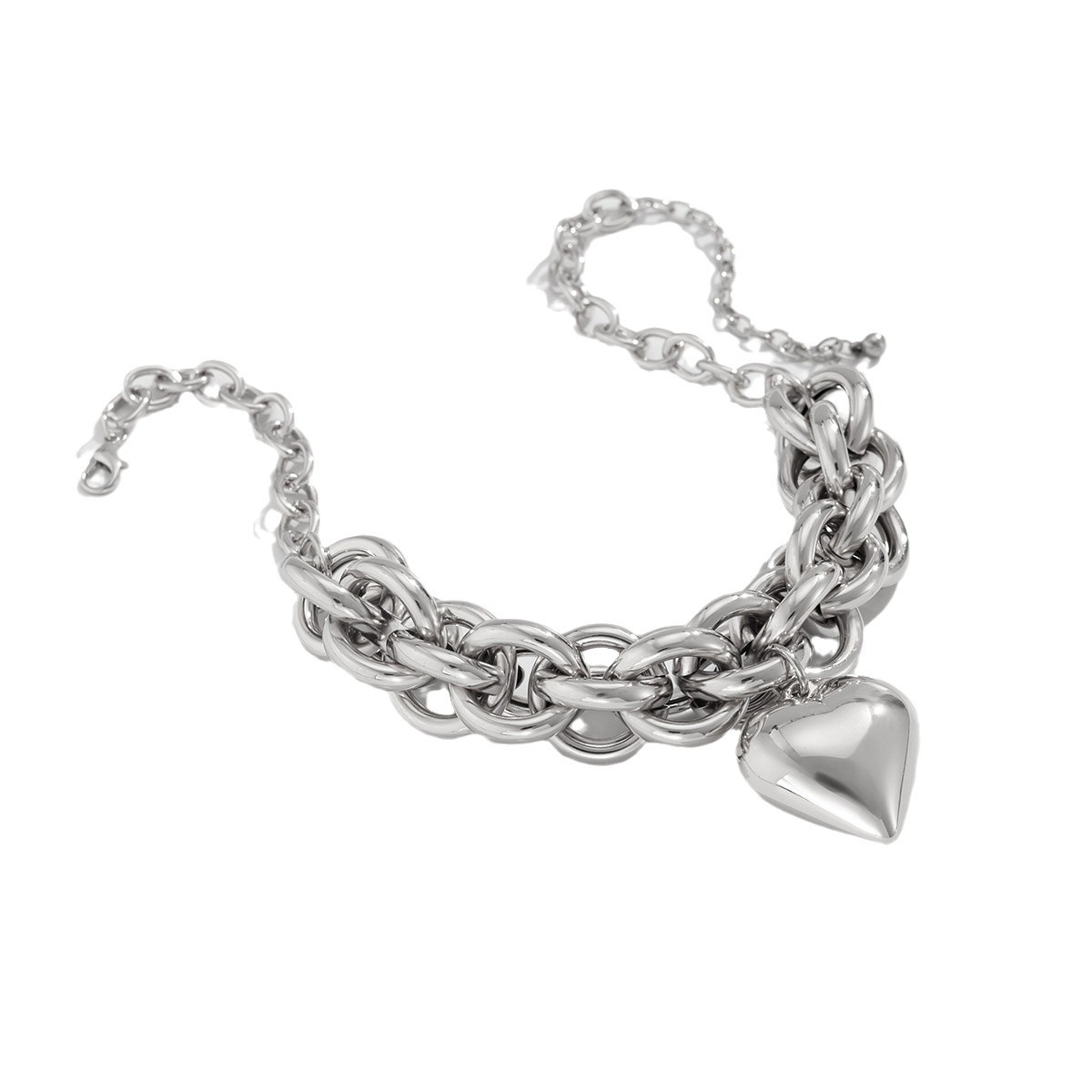 European and American cross-border accessories French simple heart pendant collarbone chain fashionable iron chain Necklace new style Item Picture