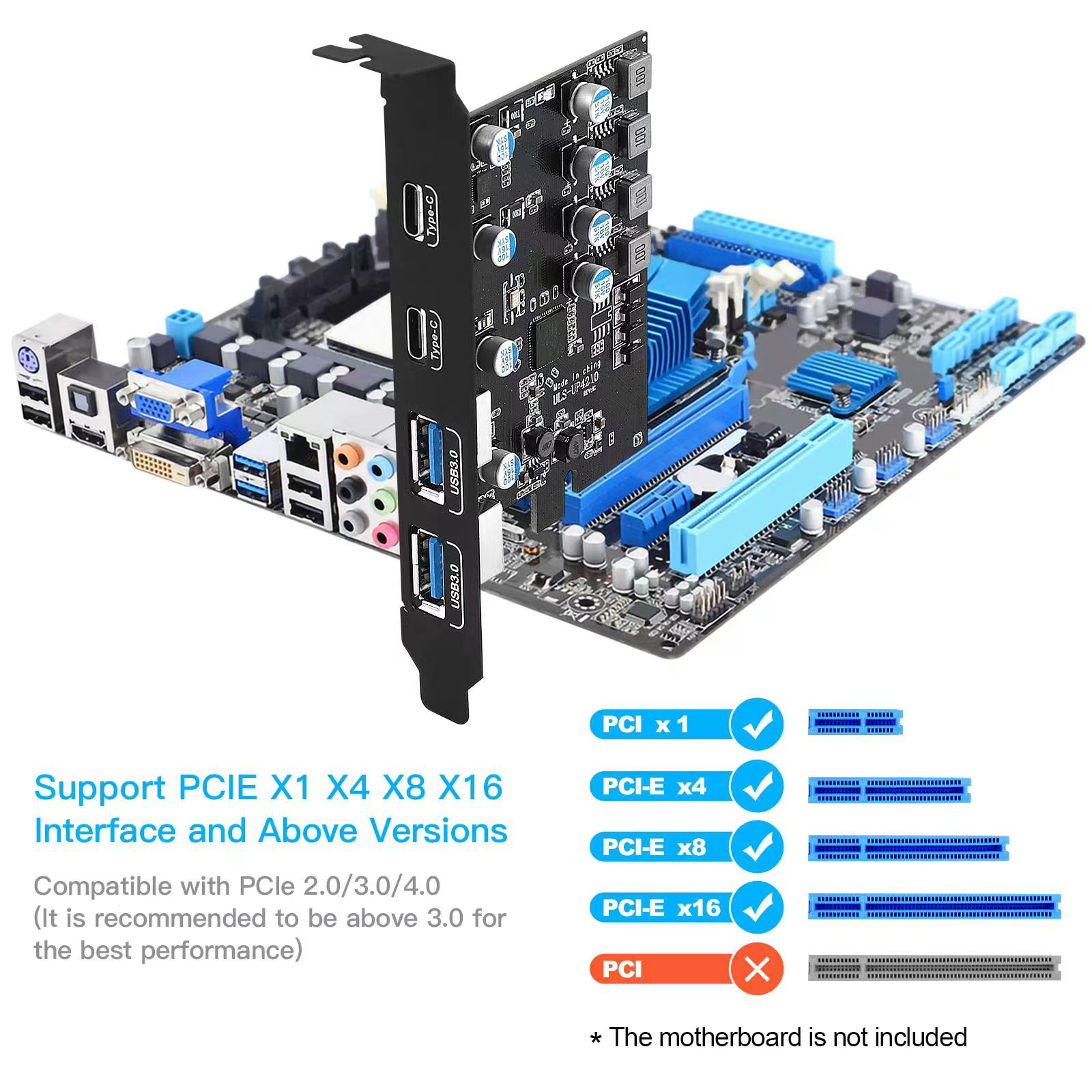 USB3.0 PCIE card: 2*USB A port +2*USB C port /USB3.2 GEN1 built-in expansion card Application Scenario