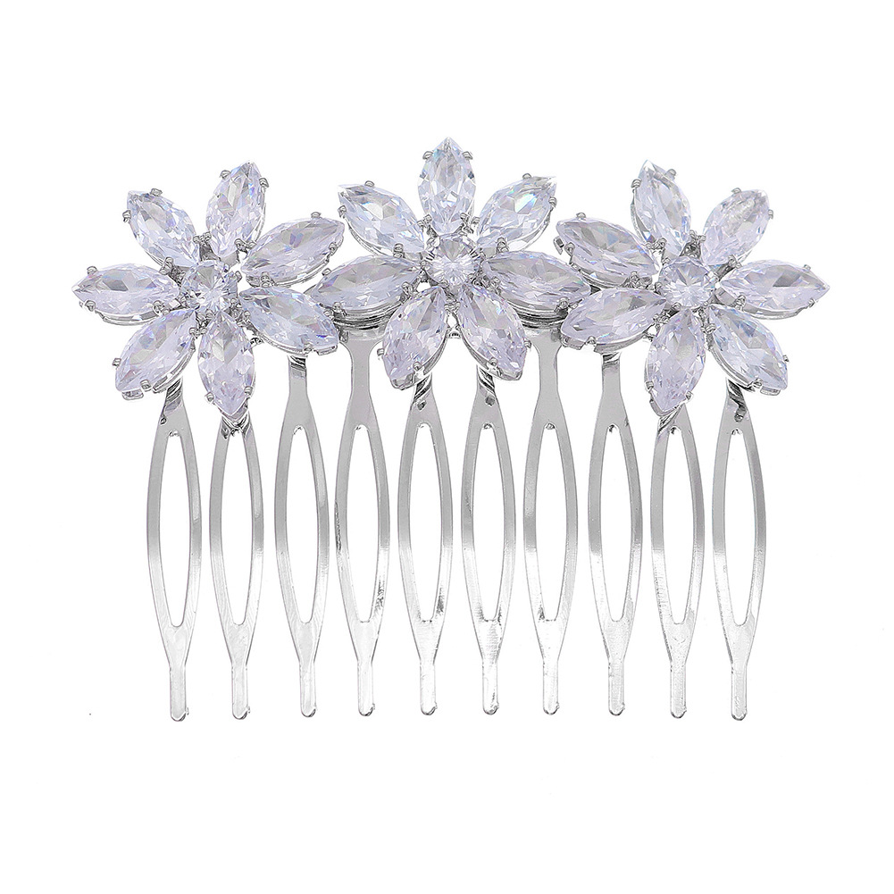 Hair comb accessories, women's photography photo and makeup set, hair accessories, high-end and light luxury headwear, zircon flower bridal comb Item Picture