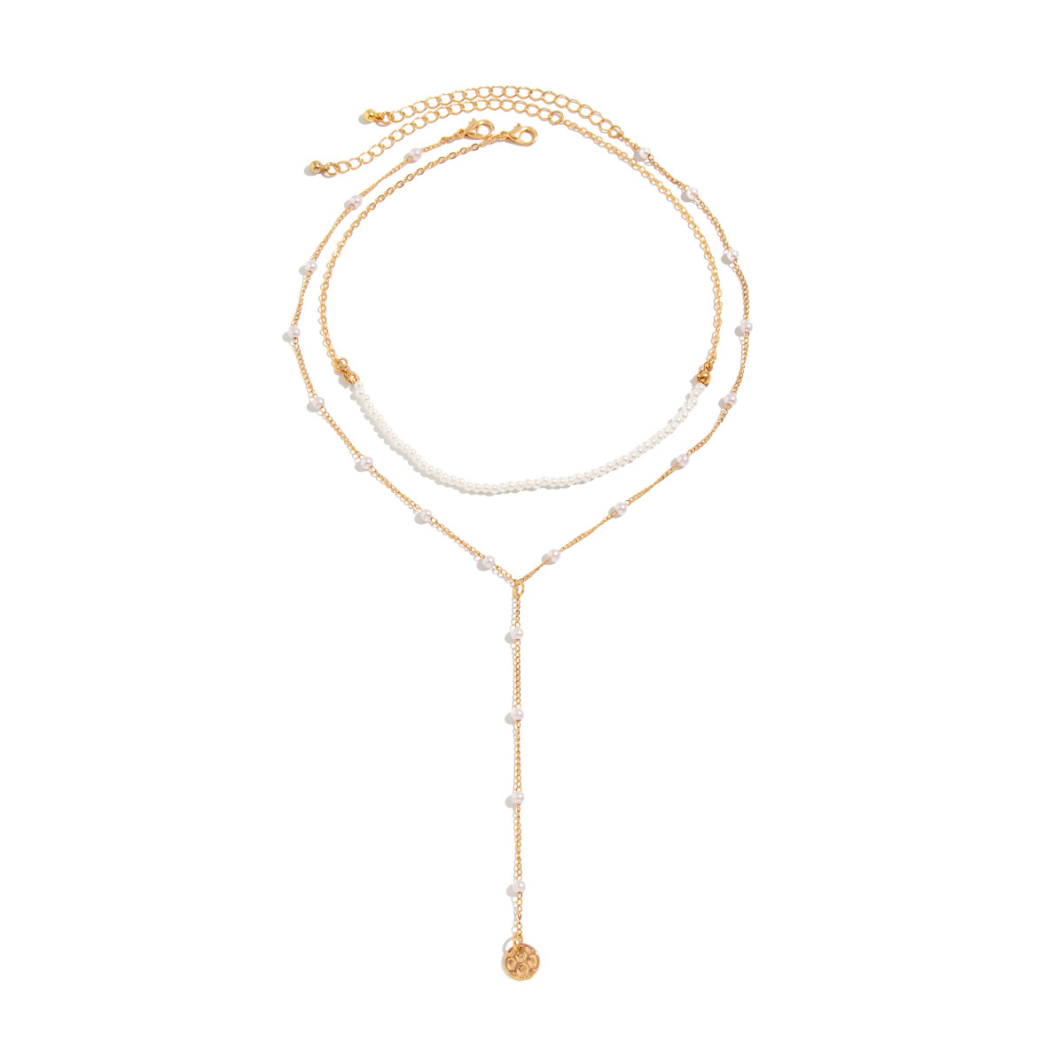 A new cross-border fashion pearl necklace from Europe and America, featuring a unique Y-shaped pearl tassel layering collarbone chain necklace Item Picture