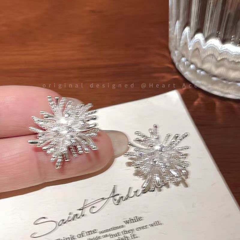 Shengshi Fireworks ~ Light Luxury and High-end Fireworks Zircon Stud Earrings for Women 2025 New Bestseller, Niche Design Sense earrings Specification drawing