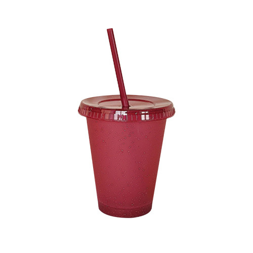 New plastic straw cups, small transparent beverage milk tea cups with LIDS, creative glitter cups, factory wholesale Item Picture