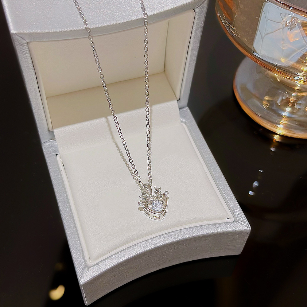 Hot-selling accessories: Cute elk necklace, versatile and niche new style, dynamic pendant design, neckchain, elegant collarbone chain Specification drawing