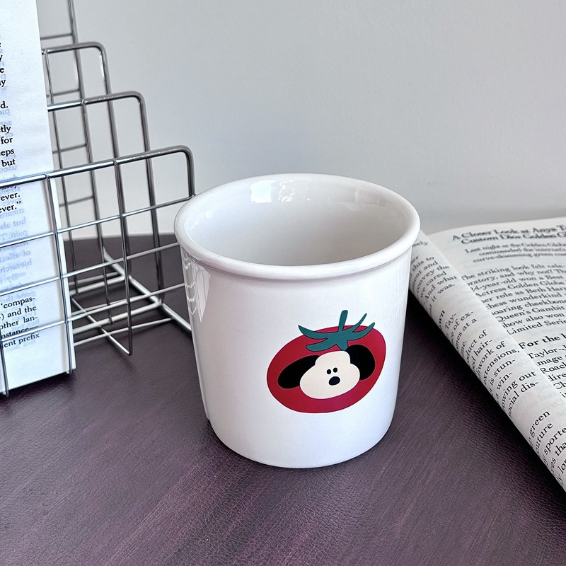 New Year's homemade InS-style red tomato puppy ceramic cup, coffee cup, cold brew cup, breakfast cup, milk mug Specification drawing
