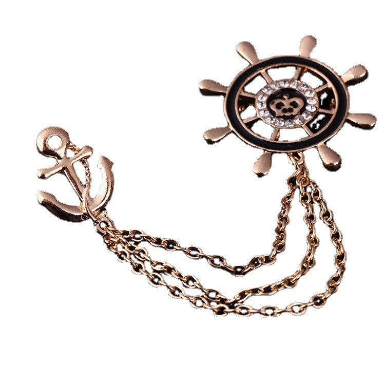 Z97 Korean version brooch, versatile chain, rudder, collar pin, creative collar clip, collar flower suit accessory wholesale Application Scenario