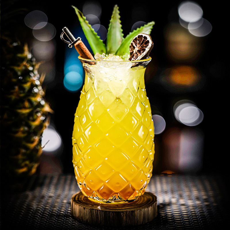 Bar water cups, popular pineapple single-layer creative embossed cocktail cups, juice cups, glass cups, mini cocktails details Picture