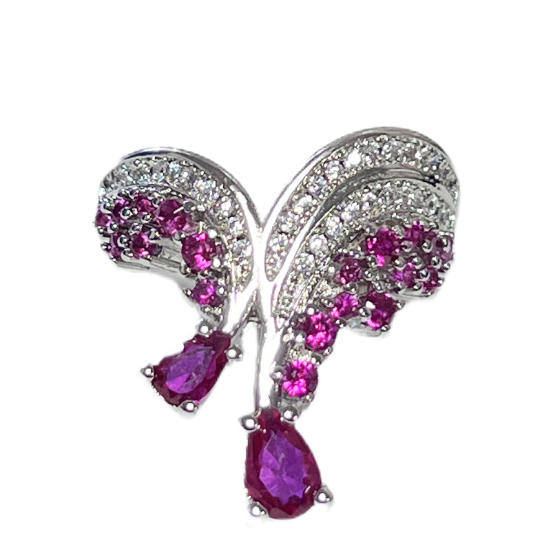 Exquisite white purple diamond heart-shaped water drop zircon ring for women's stone, light luxury and high-end, a niche index finger ring Item Picture