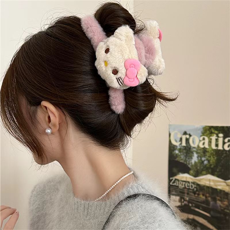 Cute and sweet cat plush claw clip, back of the head, hair clip, large shark clip, cartoon hair clip, headwear for women Specification drawing