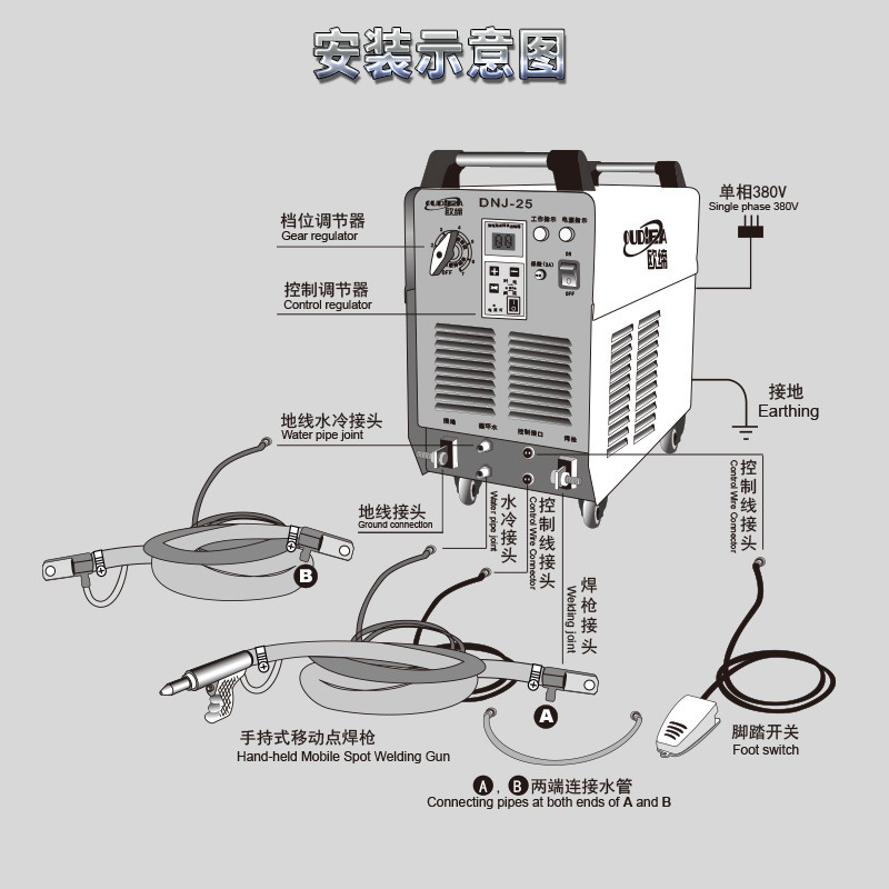 Shanghai Oudi handheld mobile spot welding machine DN-25 portable spot welding machine details Picture