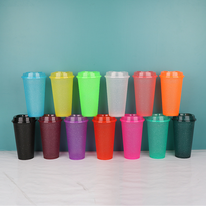 New simple coffee cup PP matte glitter casual cup with high appearance level office drinking cup 16oz factory wholesale full figure
