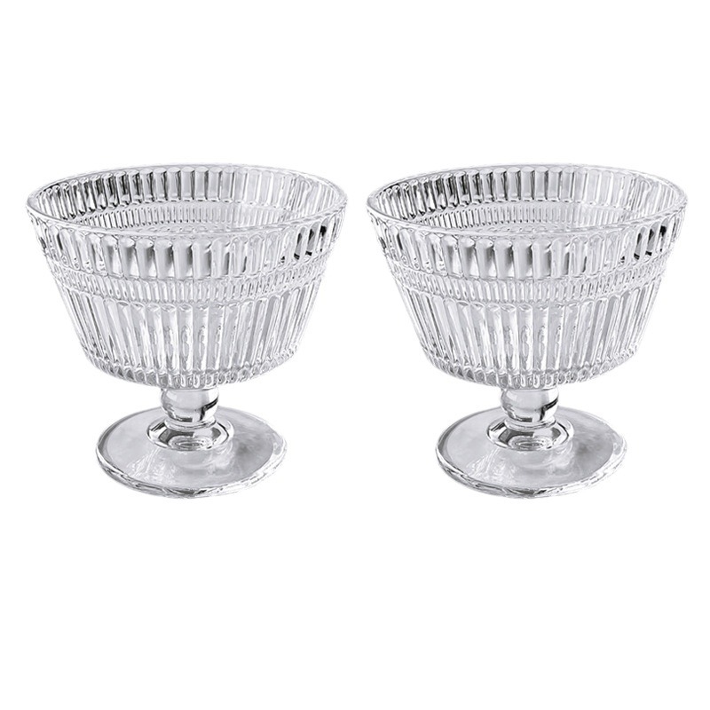 Retro embossed sunflower glass dessert cup, ice cream pudding, yogurt ice cream bowl, home oat breakfast cup Item Picture