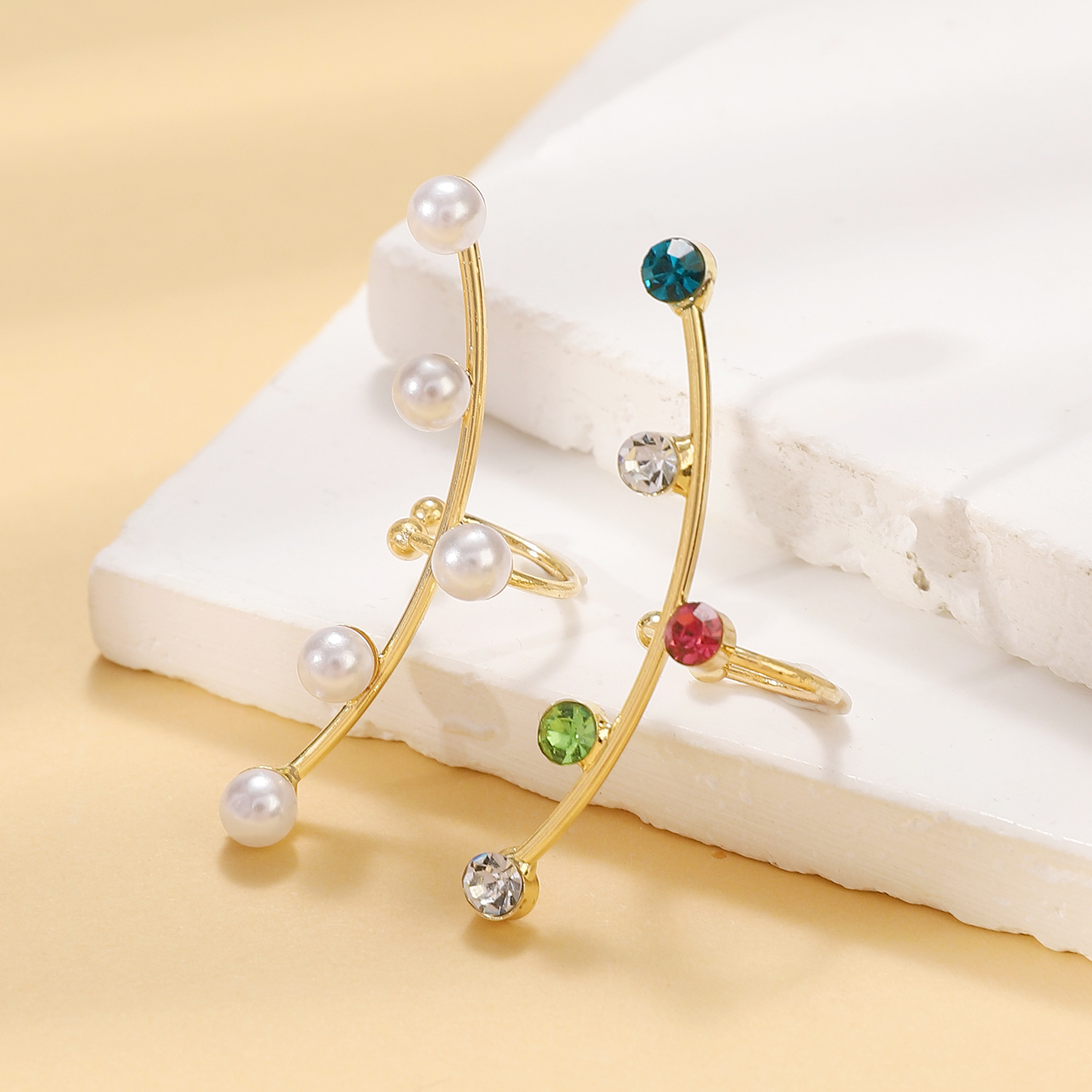 New Korean earrings with water drop tassels, women's forest-style zircon ear clips and stud earrings, integrated European and American cross-border accessories Specification drawing
