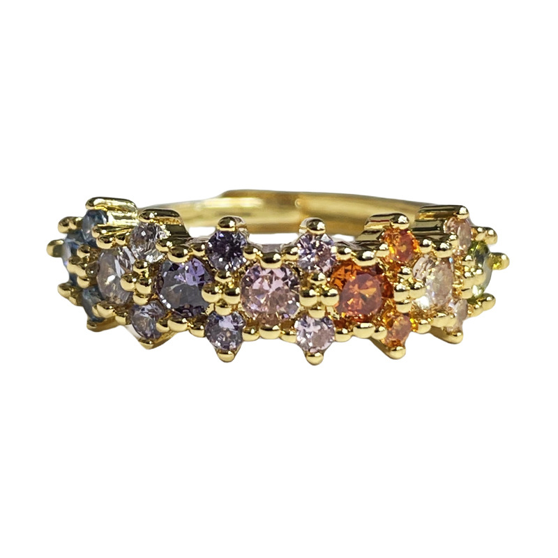 French retro Western Regions lace hollowed-out colored diamond open ring, feminine, niche design sense, light luxury and exquisite ring Item Picture