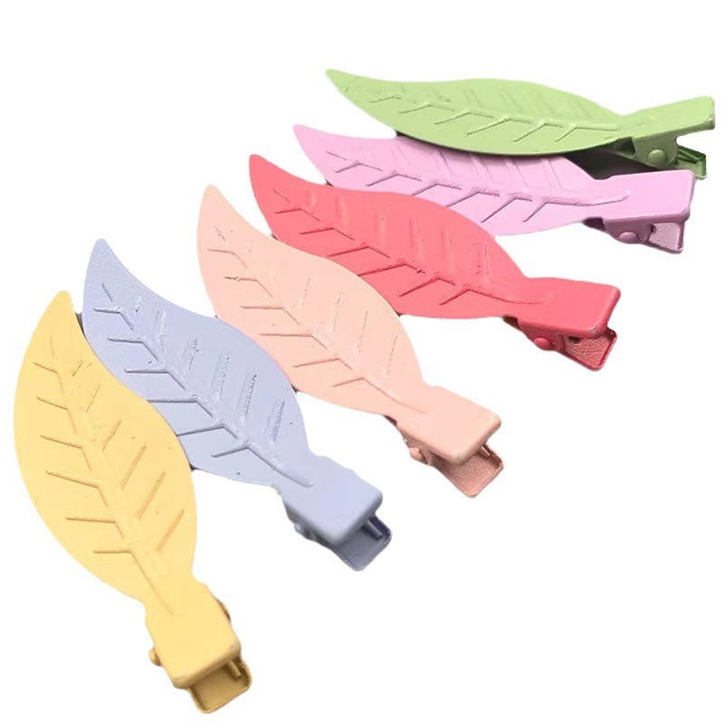 Rubber paint leaf hair clips, sweet and cute dopamine hair clips, side clips, artistic girl hair growth clips wholesale Item Picture