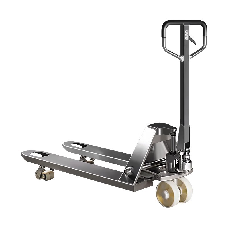 Manual hydraulic 304 stainless steel forklift, small pallet truck, loading and unloading lift truck, 2/3 ton, anti-rust and anti-corrosion Item Picture