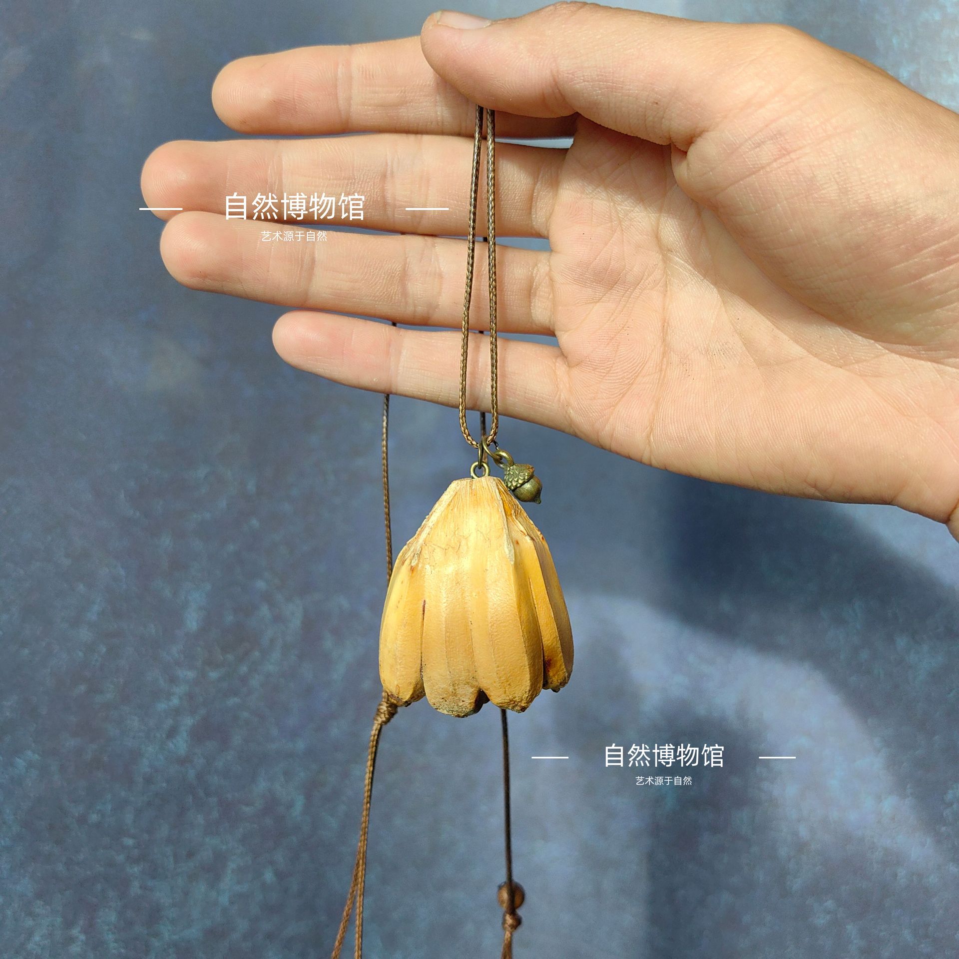 Natural fruit necklace, plant wood forest-themed wax rope, adjustable creative design pendant, sweater chain, collarbone chain Application Scenario