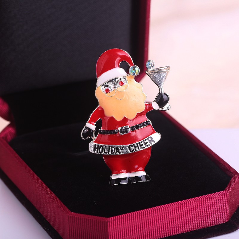 Z61 New European and American Christmas tree brooch, cute penguin corsage, Santa Claus brooch and corsage wholesale Specification drawing