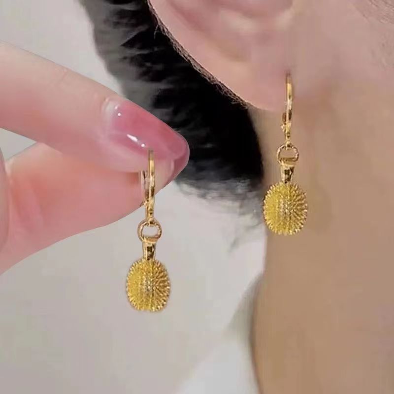"Durian for a lifetime, lotus for a lifetime ~ Personalized, versatile and elegant durian ear buckles for women, light luxury, niche and high-end design, ear studs. full figure