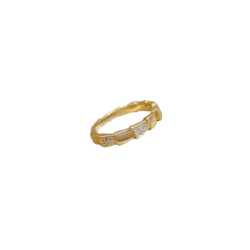 【 True Gold 】 Layered bamboo joint Full diamond ring with adjustable opening, simple Japanese-style bracelet, couple rings Item Picture