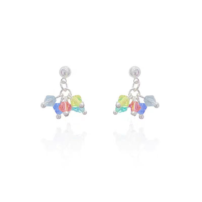Fashionable bestsellers, colorful crystal tassel earrings, a niche and high-end feel, dopamine light luxury stud earrings, elegant and versatile earrings Item Picture