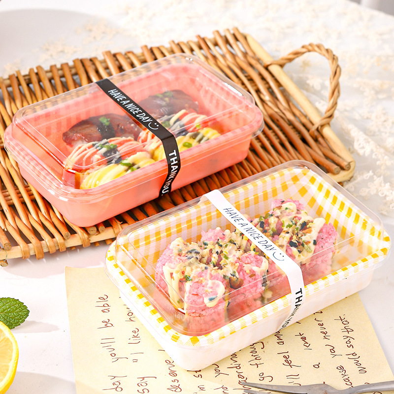 Tiramisu packaging box, picnic sushi rice ball disposable packing box, hand-painted cake macaron dessert box details Picture