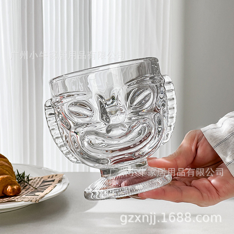 Creative beverage sparkling water cup, Halloween tiki cocktail glass, Big nose totem whisky Ghost face cup Application Scenario