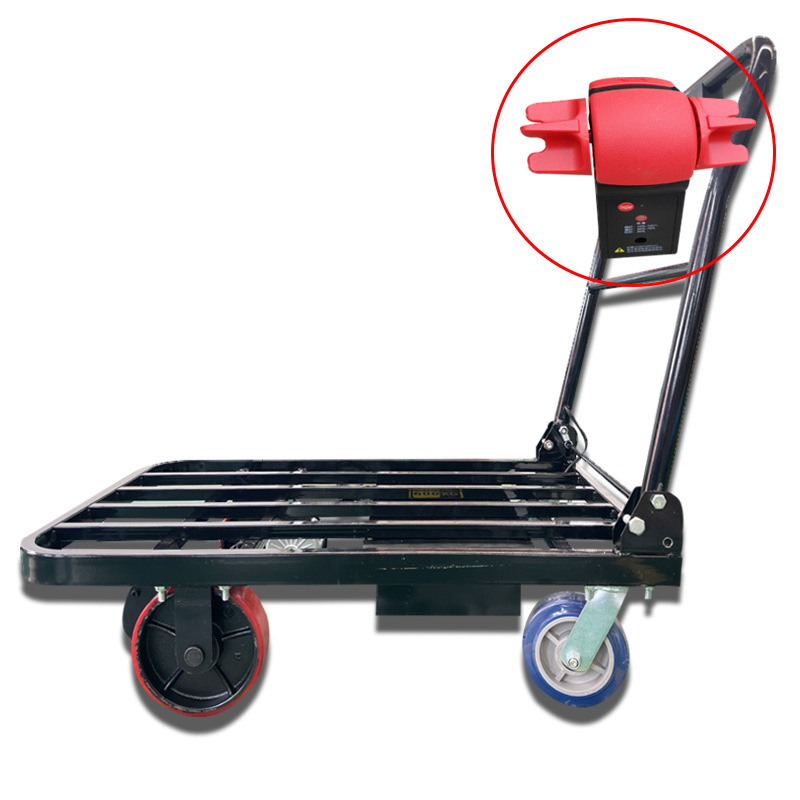 Electric trolley, push flatbed truck, heavy-duty king intelligent supermarket transport vehicle, quick folding portable trolley Item Picture