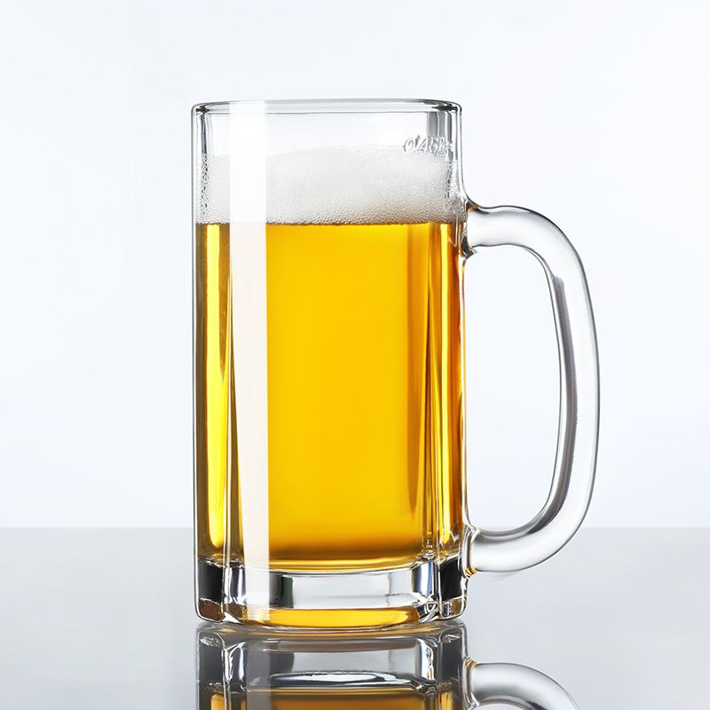 1L glass beer mug with handle, large-capacity hero cup, 1000ml draft beer cup, thickened glass handle cup details Picture