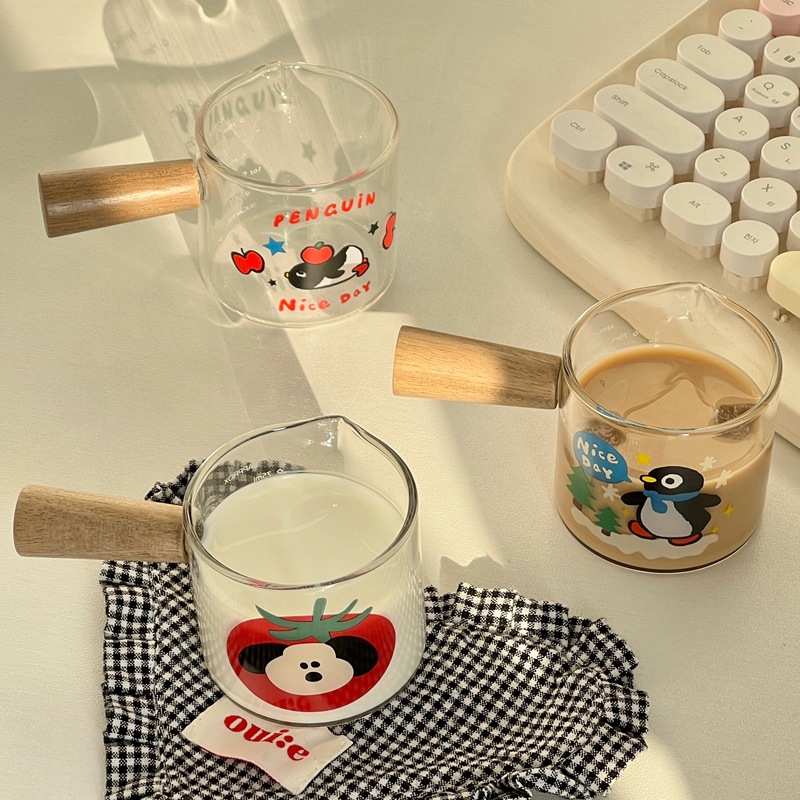 Graduated coffee measuring cup with handle, high borosilicate glass mini coffee extraction cup, espresso cup full figure