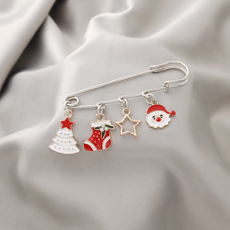 Cross-border new Christmas tree, snowflake, reindeer, Christmas stocking, brooch, trendy sweater and accessory Christmas series Specification drawing