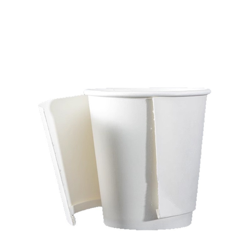 Thickened double-layer milk tea paper cup, blank cup, coffee cup, disposable takeout packaging cup, hot drink leak-proof cup with lid Item Picture