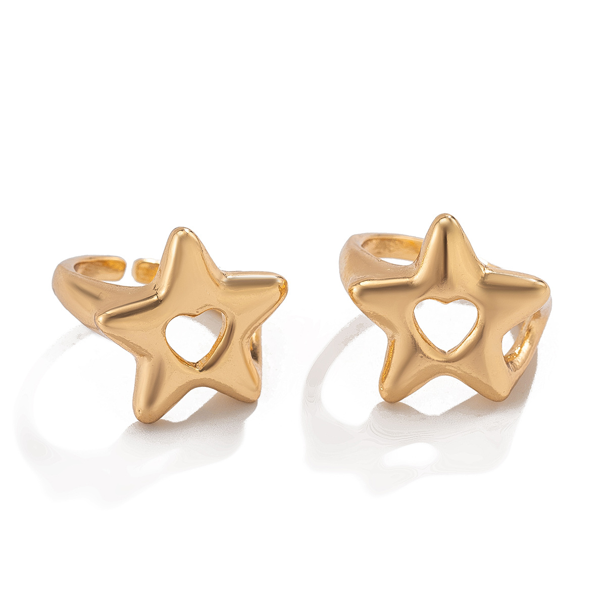 Cross-border European and American accessories, fashionable commuting five-pointed star heart-shaped open ring, alloy versatile ring set Item Picture
