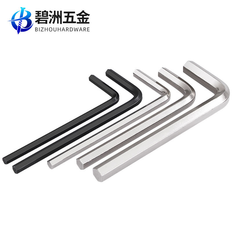Nickel-plated L-shaped hex socket wrench, metric iron black hex socket wrench, hex key screwdriver tool, 0.9mm-8mm details Picture