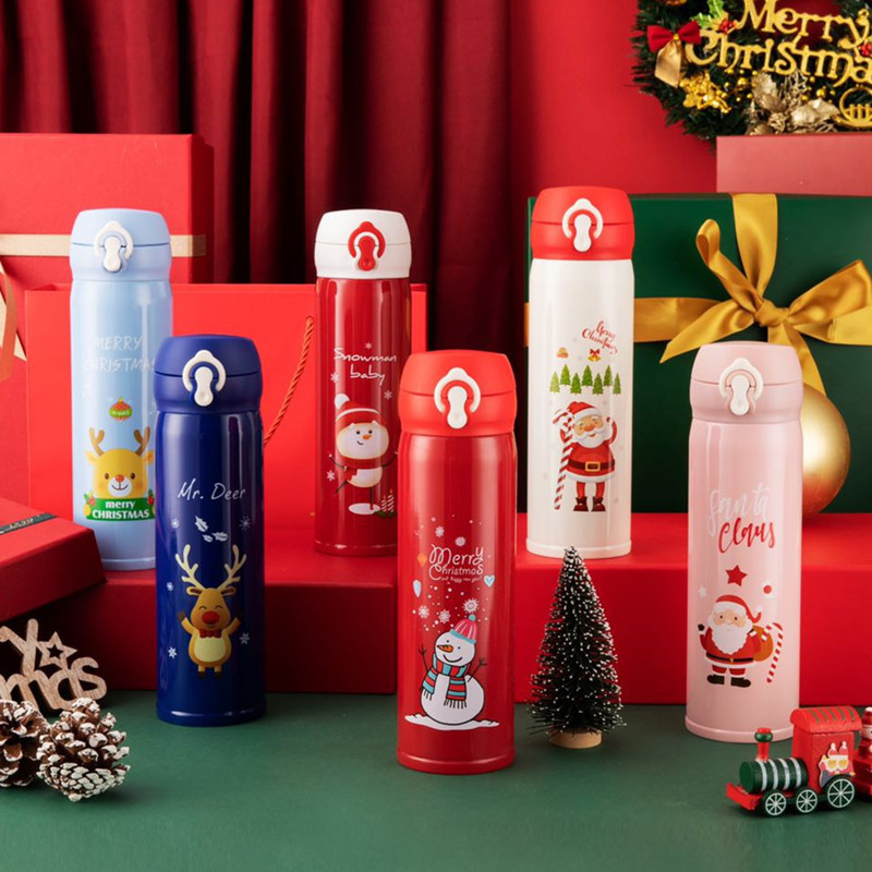 New 304 stainless steel bouncy insulated cups, creative portable water cups, children's cups, group purchase and printing for Christmas gifts full figure