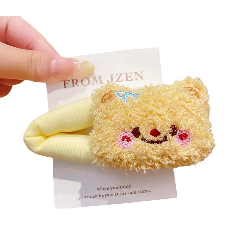 Cartoon bear plush hair clip, women's autumn and winter sponge bb clip, side clip, bangs clip, cute hair clip, hair accessory Item Picture