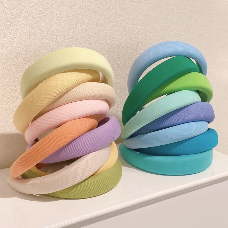 Wide-edge sponge hair band 2025 new style Korean simple facial cleansing high top hair band High-end headband headwear wholesale details Picture