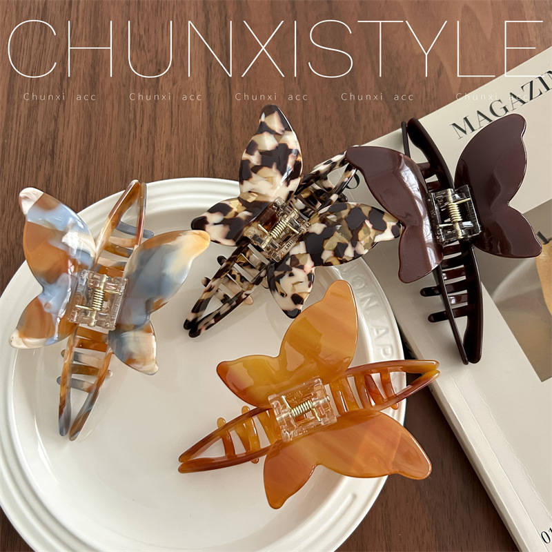 French gentle butterfly gripper, acetate board hair gripper, back of the head, hair clip, hair claw, high-end hair accessory and headwear Specification drawing