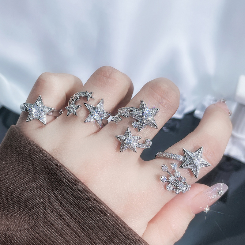 A high-end, light luxury, fashionable and versatile ring with a cold style, an open ring on Instagram, and a unique, exquisite, sweet and cool ring Specification drawing