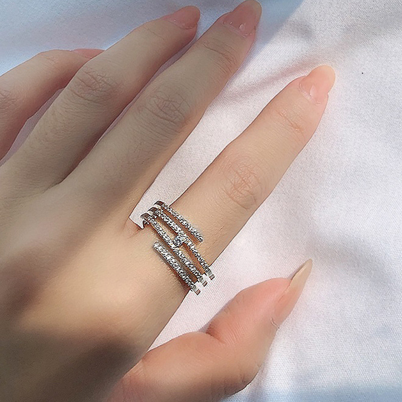 Multi-layer wound open ring for women's Instagram cool, trendy, niche design sense, fashionable, elegant and individual index finger ring full figure