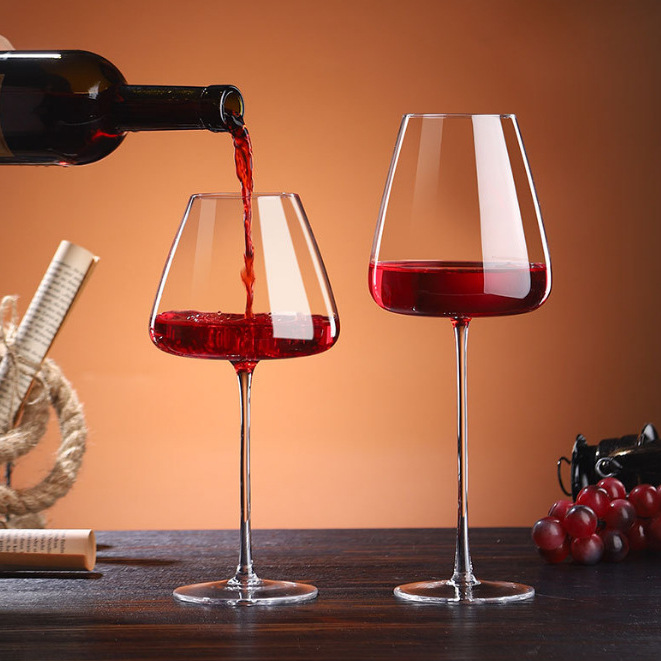 ins style large Burgundy concave bottom red wine glass, household crystal glass large belly high appearance level grape highball glass details Picture