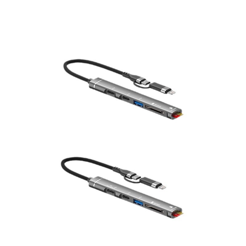 This Apple type-c to SDTF memory card reader is suitable for connecting mobile phones and computers to USB flash drives and headphones for charging and card reading Item Picture
