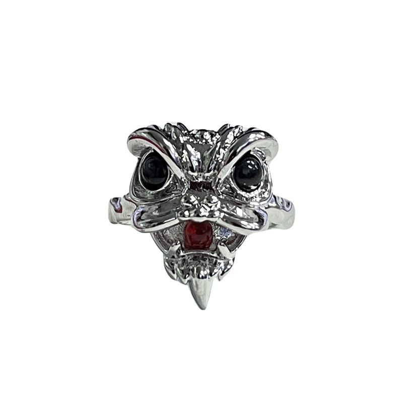Retro and individualistic lion dance national trend open ring, female unconventional fashion, hip-hop style, niche design, high-end feel ring Item Picture
