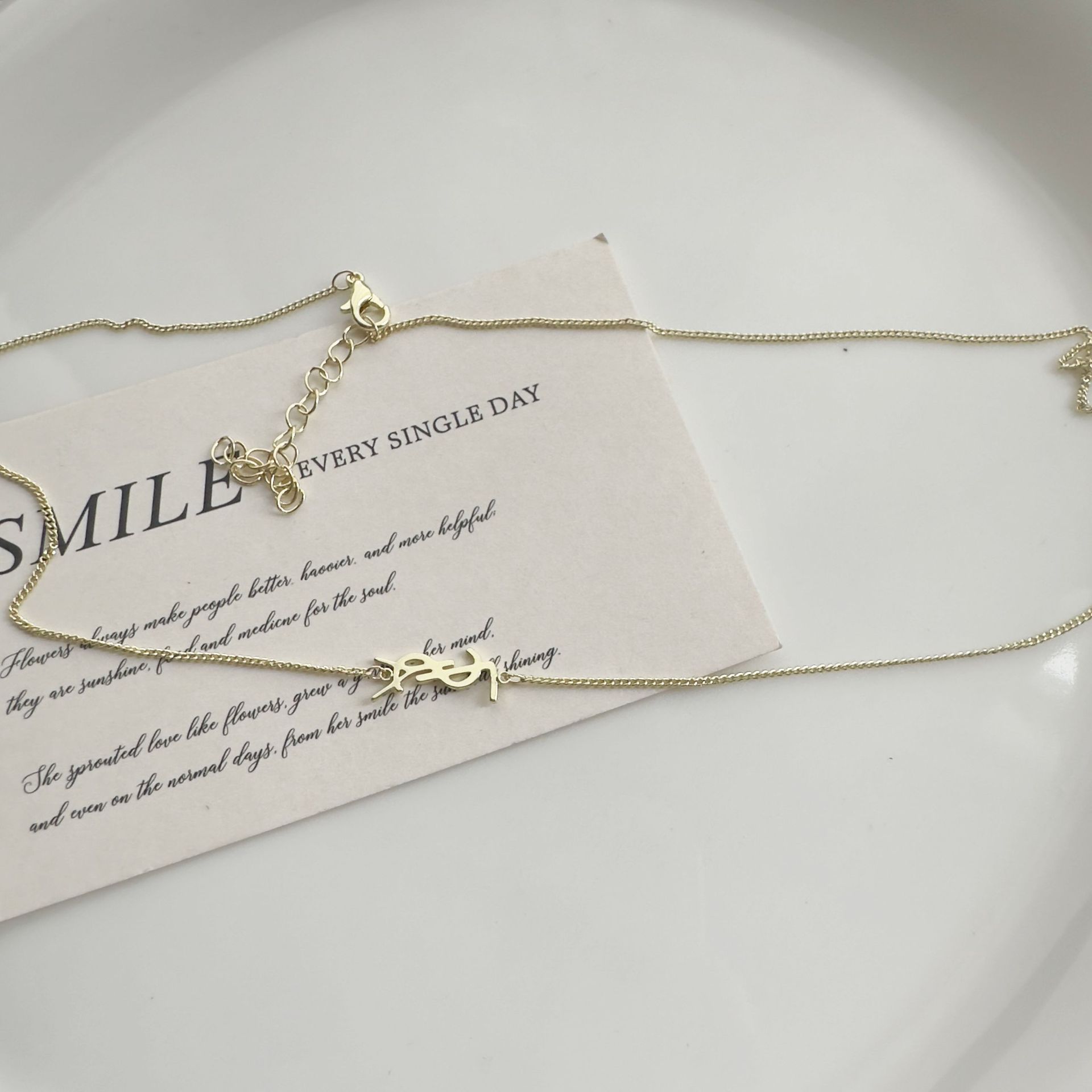 The new letter non-fading necklace features a unique design for women. It is a simple and elegant letter necklace with a layered collarbone chain Application Scenario