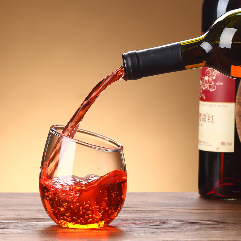 Factory wholesale high borosilicate glass cups, creative slanted water cups, household egg-shaped glass wine glasses, and customized drinking cups details Picture