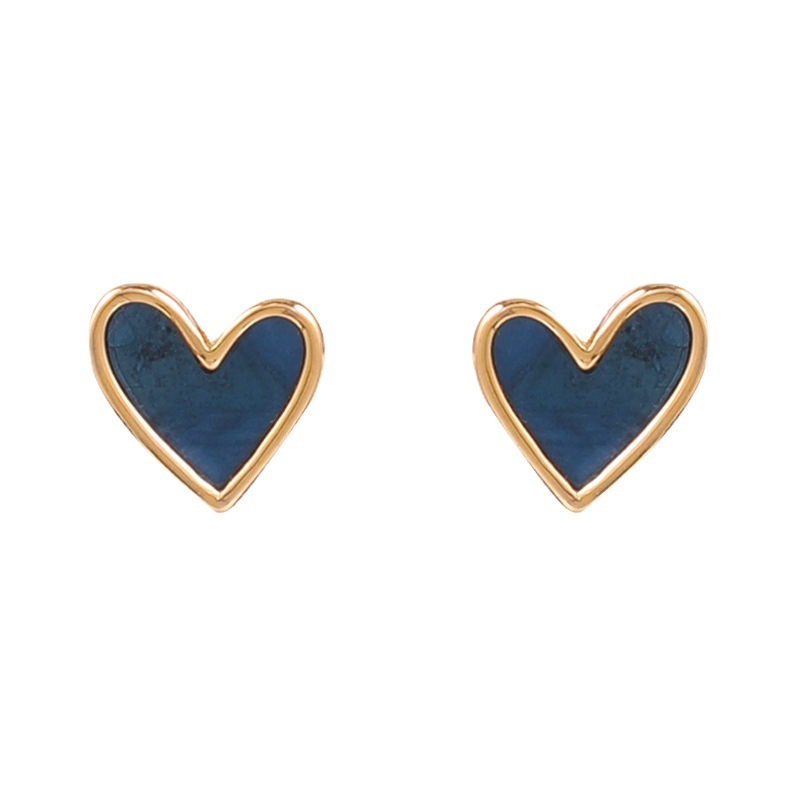Blue heart-shaped ear clips, no ear piercings, feminine earrings, original design, elegant stud earrings, French earrings, simple and trendy Item Picture