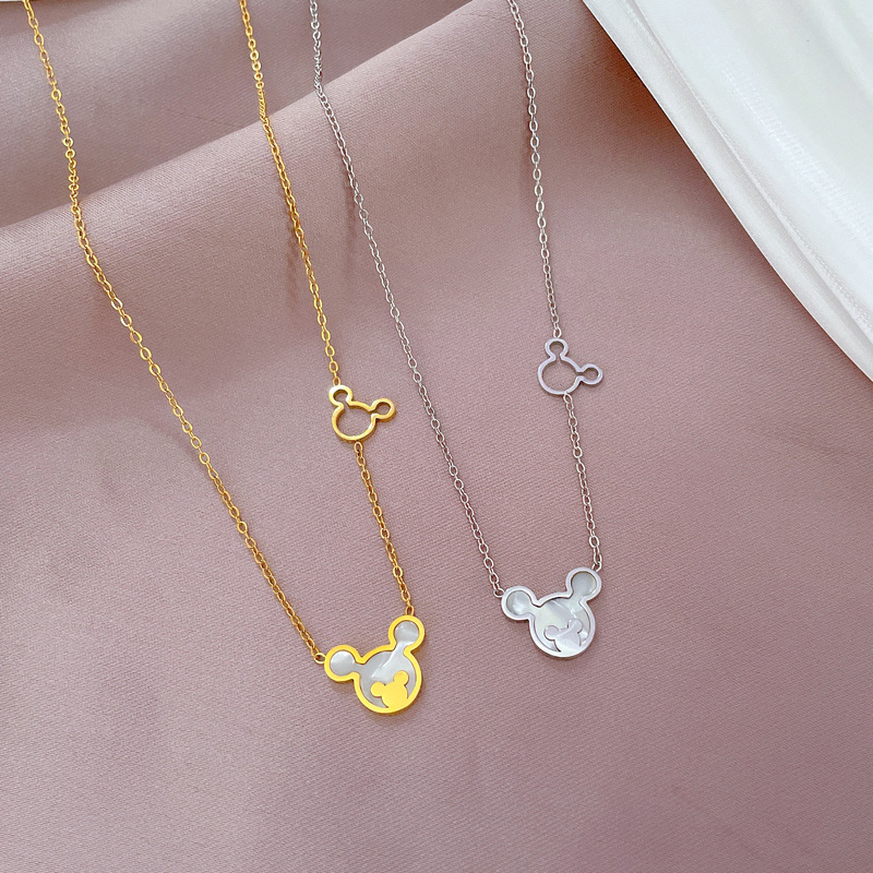 【 All-titanium Steel 】 Shell Mouse minimalist style furnace, real gold necklace, female Instagram influencer collarbone chain accessory Specification drawing