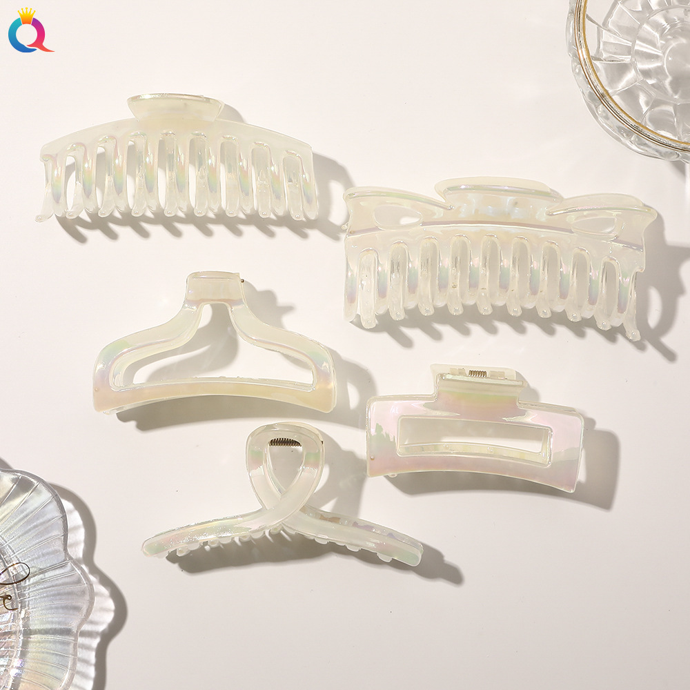 Qiyue Korean-style jelly hair clips, electroplated AB color grab clips, elegant back head hair grips, cross shark clip hair accessories wholesale full figure